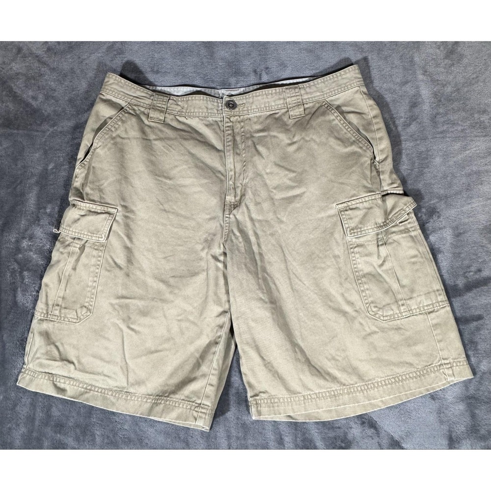Columbia Cargo Shorts Mens 36 Beige 100% Cotton Canvas Outdoor Pockets Casual